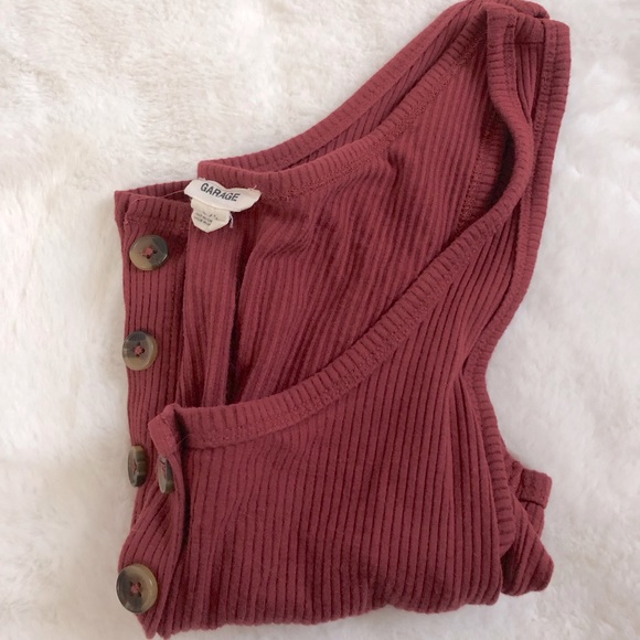 Garage Maroon Tank Top with Buttons - Picture 4 of 4